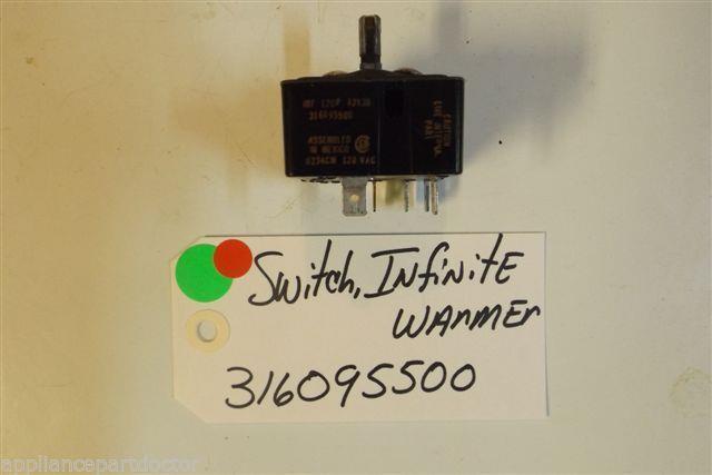 FRIGIDAIRE Stove 316095500 Switch,infinite ,drawer/zone ,warmer USED PART FRIGIDAIRE Stove 316095500 Switch,infinite ,drawer/zone ,warmer USED PART